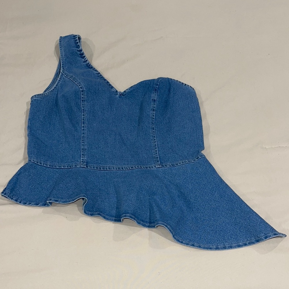 Jean off shoulder blouse